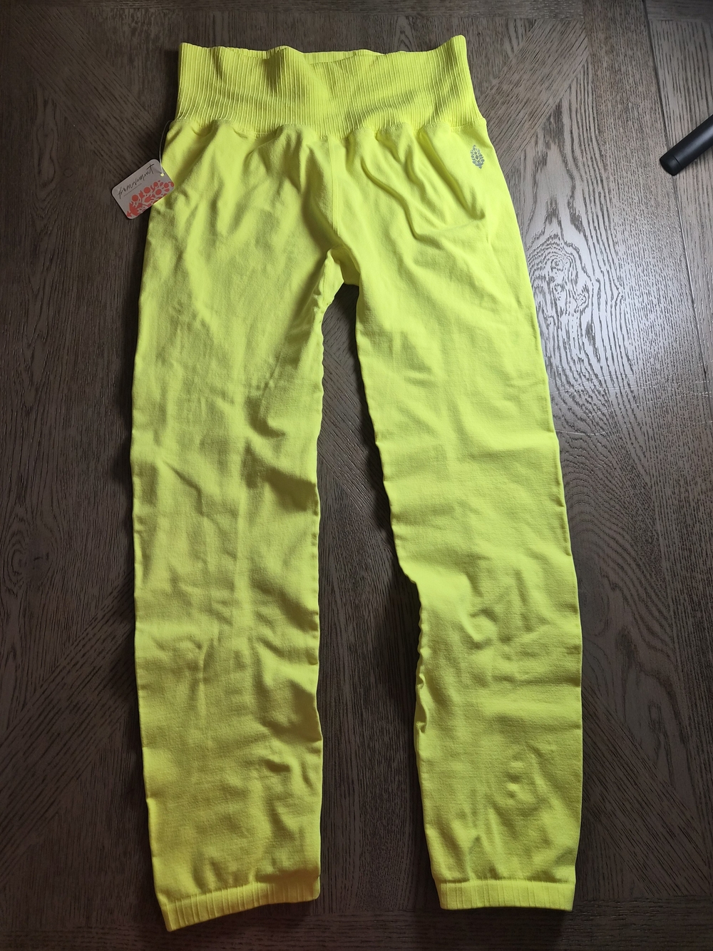 Free People Neon Yellow Rib-Waist Leggings